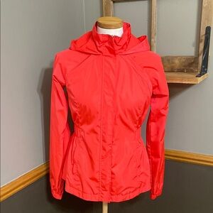 Fila coral (orangish -red) lightweight Hooded rain Jacket size XS